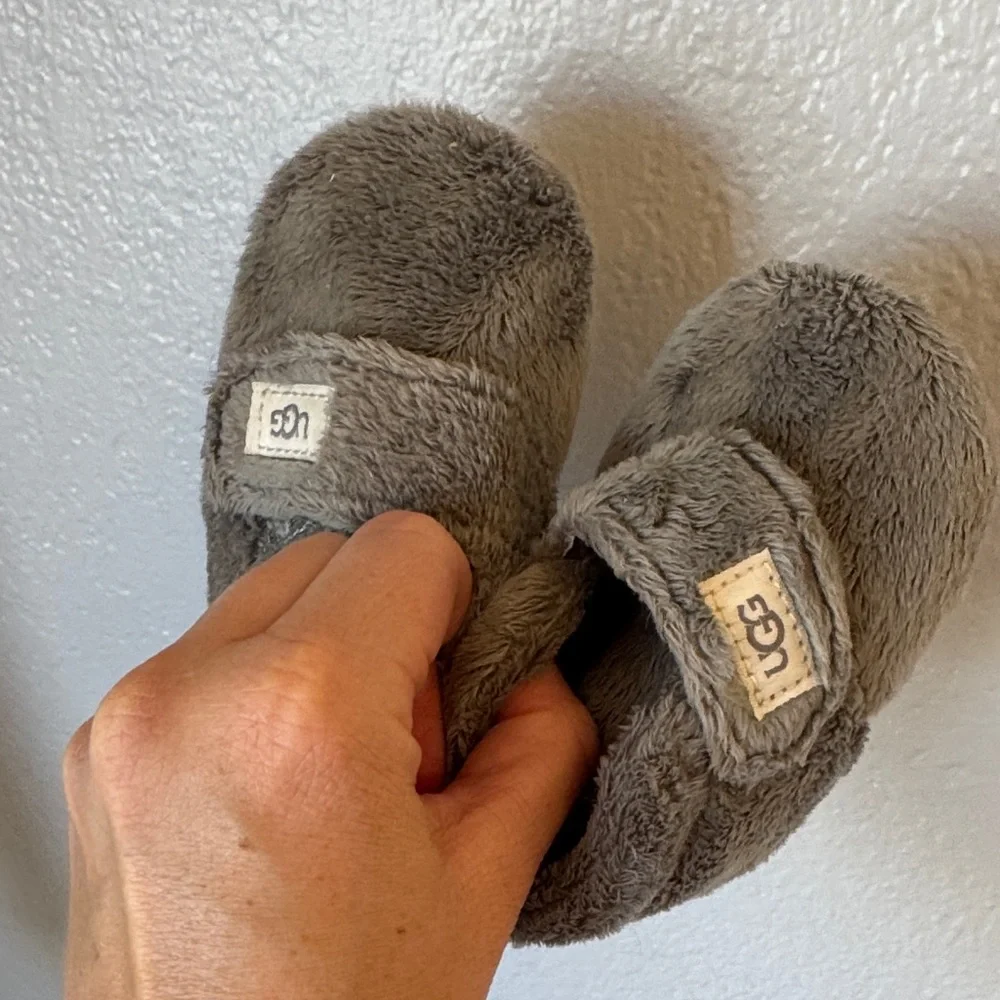 UGG Bixbee Infant Booties Soft Gray Plush Baby Booties